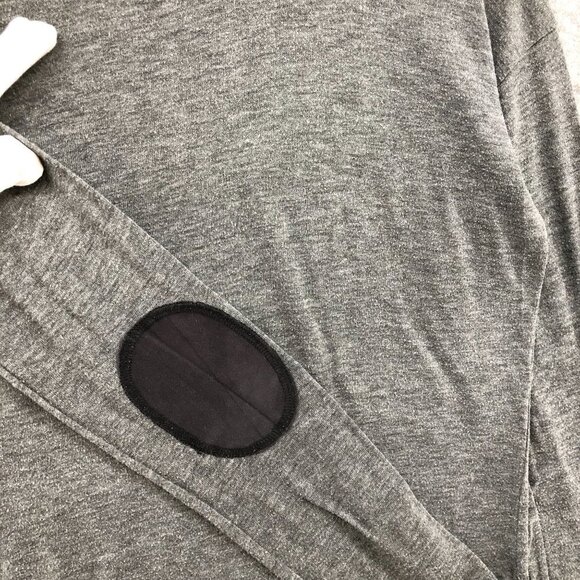 Zara Lightweight Sweater Womens S Gray Thin Knit Crewneck Elbow Patch Relaxed - Picture 7 of 12